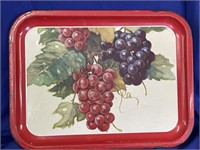 Red and Purple Grape Metal Serving Tray.  10 1/2”