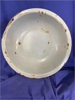 Vintage Blue-Gray Enamel Bowl.  12 1/4” wide, 3