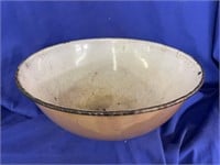 Vintage Brown Enamel Bowl.  10” wide, 4” deep.
