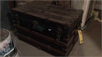 VINTAGE TRUNK W/ ASSORTED FABRIC