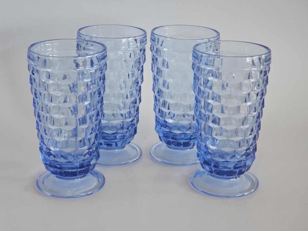 VTG 3 BLUE OPTIC AMERICAN WHITEHALL GLASSES
