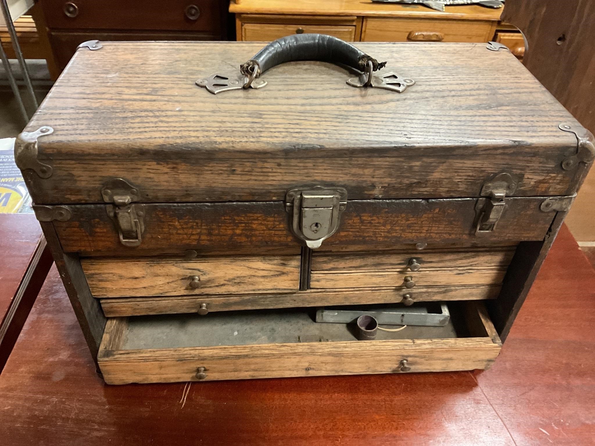 Antique wood tool box