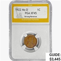 1922 Wheat Cent PGA XF45 Strong Rev No D