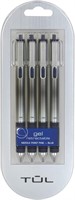 4 PACK TUL Gel Pens Retractable 0.5 mm Blue