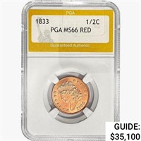 1833 Classic Head Half Cent PGA MS66 RED