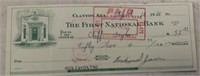 VINTAGE BANK CHECK-THE FIRST NATIONAL BANK/DATED