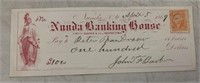 VINTAGE BANK CHECK W/ STAMP-NUNDA BANKING HOUSE/