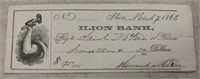VINTAGE BANK CHECK-ILION BANK/DATED "1863"