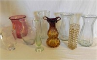 9 larger glass flower vases-some crystal