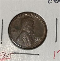 1957-D LINCOLN CENT ***STRIKE DEFECT*** ***CLOGGED