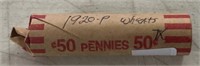 (ROLL) 1920-P LINCOLN CENTS ***AVERAGE