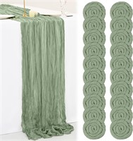 20 10FTCt Sage Green Cheesecloth Runner 35 x 120
