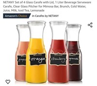 MSRP $30 Set 4 Carafes with SIgns