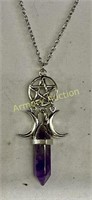 AMETHYST WICCAN CRYSTAL PENDANT AND CHAIN - NOT