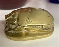 EGYPTIAN SCARAB BRASS BOX