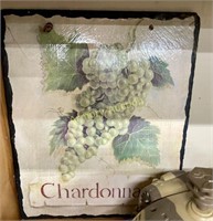 SLATE PLAQUE WITH CHARDONNAY PICTURE