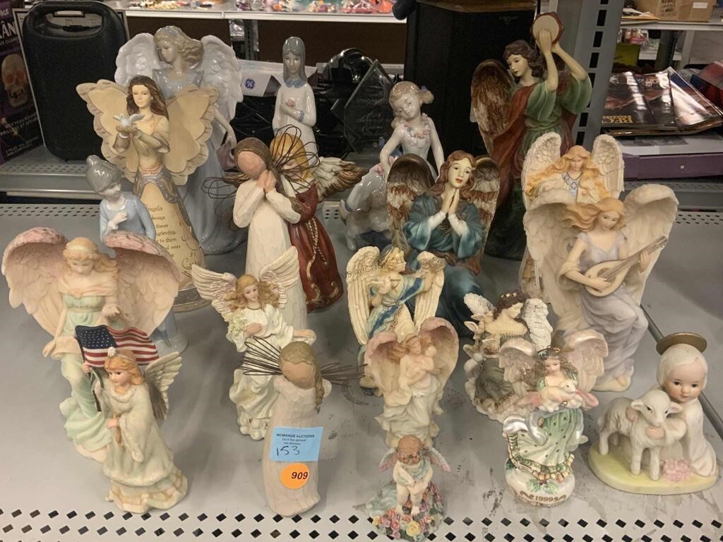 Collection of porcelain angels and more.