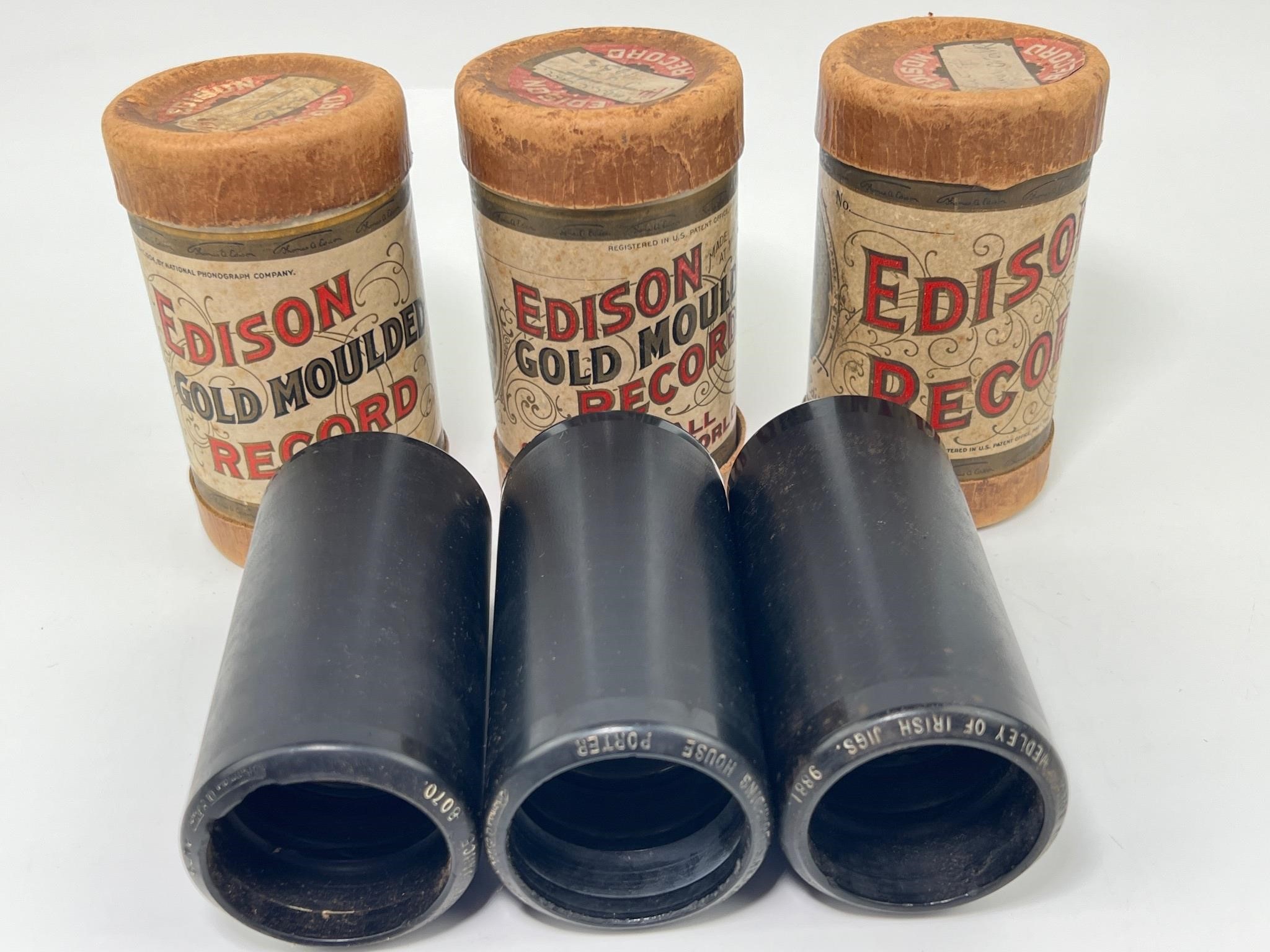 Edison Gold Cylinder Records Phonograph - Antique