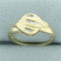 Baguette Diamond Wave Design Ring in 10k Yellow Go