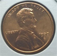 Uncirculated 1990D Lincoln wheat penny