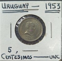 Uncirculated 1953 Uruguay coin