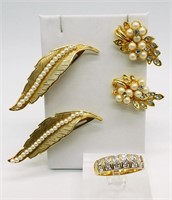 Vintage Pearl Barretts, Earrings & Ring