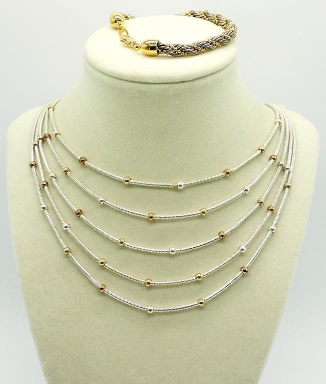 Gold & Silver Tone Bracelet & Necklace