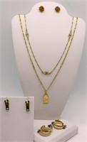 Whimsical Gold Tone Necklaces & Earrings