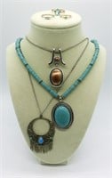 3 Southwest style Necklaces & 3 Rings