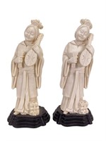 Pair of Chinese Resin Statue Figures