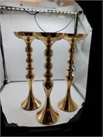 3 tall gold candle holders