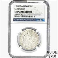 1855-O Seated Lib. 50C NGC Shipwreck Effect SS