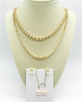 Vintage Faux Pearl Necklaces & Earrings