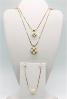 3 Faux Pearl Gold Tone Necklaces
