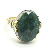 Gold plated Sil Emerald(13.6ct) Ring
