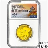 2019(S) .529oz. Gold China Panda 200 Yuan NGC