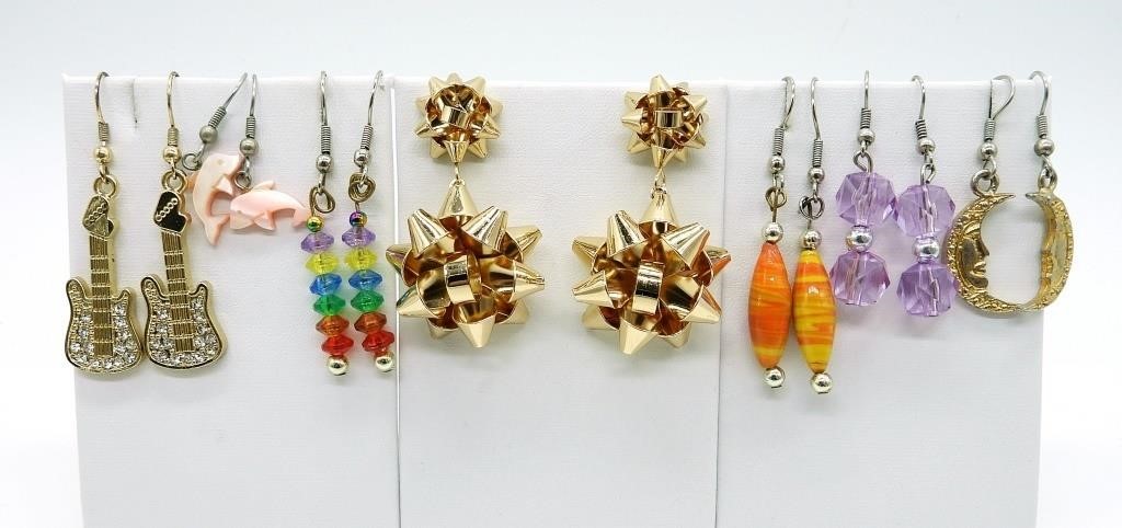 10 pair of whimsical fun earrings