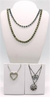 4 Vintage Rhinestone Necklaces