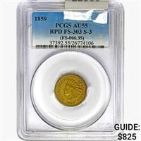 1859 Indian Head Cent PCGS AU55 RPD FS-303 S-3