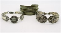3 Silver Tone Unique Bracelets