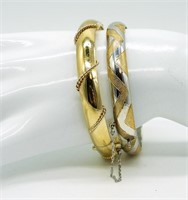 2 Gold and Silver tone Bangle Bracelets