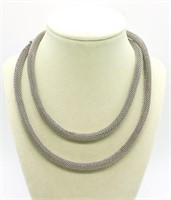 Vintage Mesh Rope Silvertone Necklace