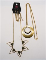 Two Goldtone Necklaces & Earrings
