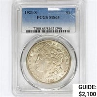 1921-S Morgan Silver Dollar PCGS MS65