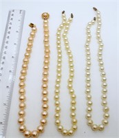 (3) FAUX PEARL CHOKER NECKLACES