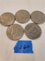 5 Eisenhower Silver Dollars
