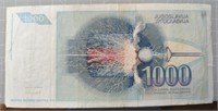 Nikola Tesla $1,000 Yugoslavian bank note
