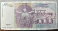 Nikola Tesla $5,000,000 Yugoslavian bank note