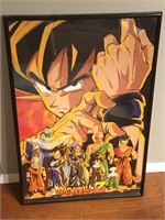 35" x 28" Vtg Framed Dragon Ball Z Poster