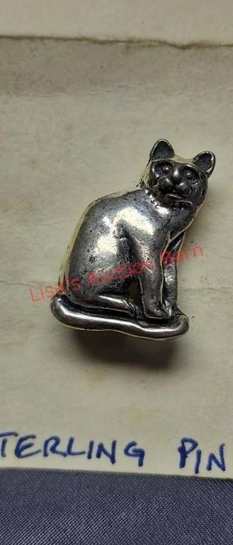Genuine  Sterling  Silver  Cat Pin